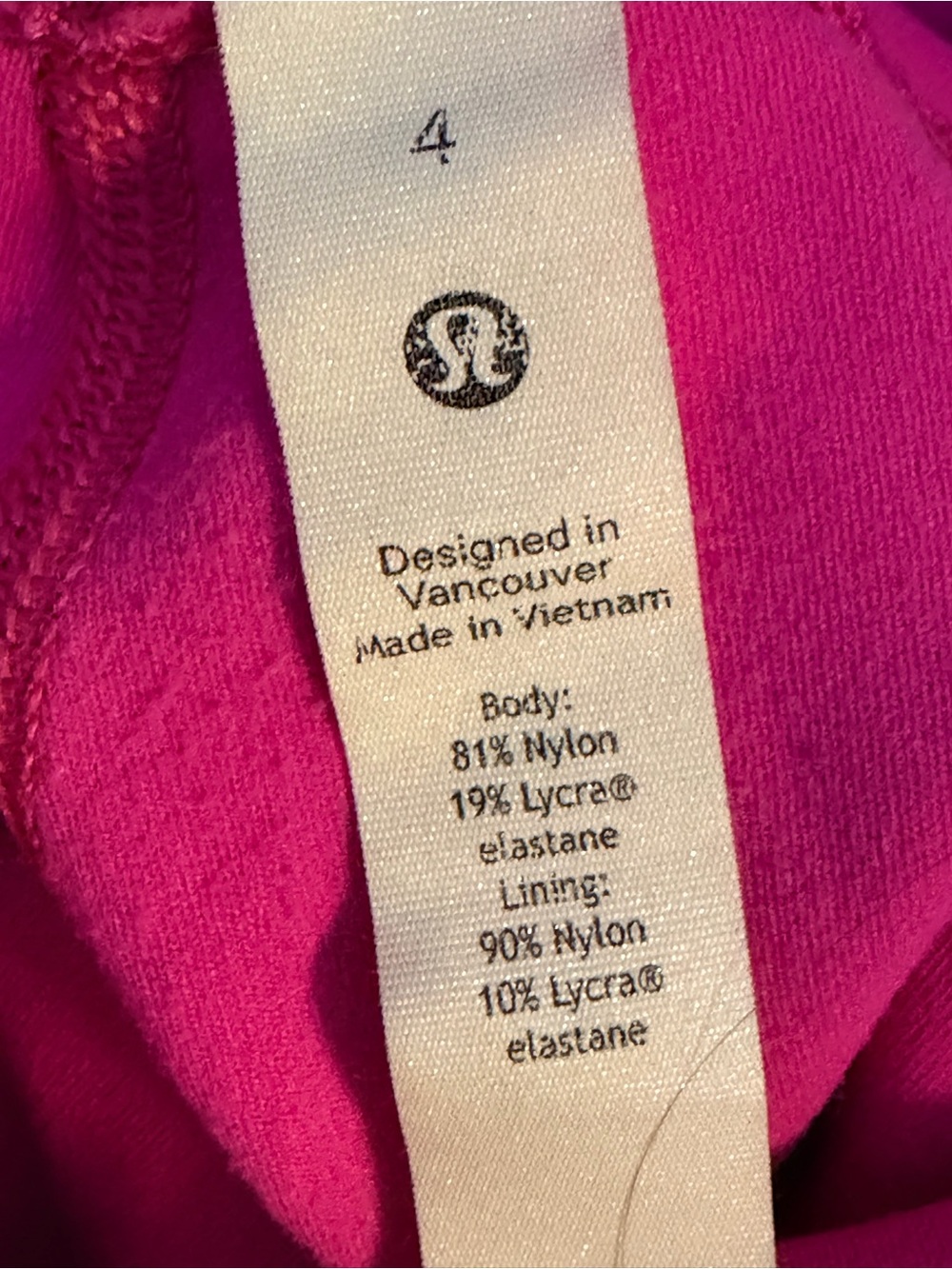 lululemon athletica Hot Pink Leggings (Size 4)